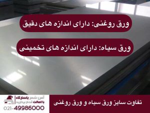 تفاوت سایز ورق سیاه و ورق روغنی