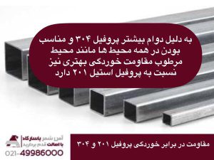مقاومت در برابر خوردگی پروفیل ۲۰۱ و ۳۰۴